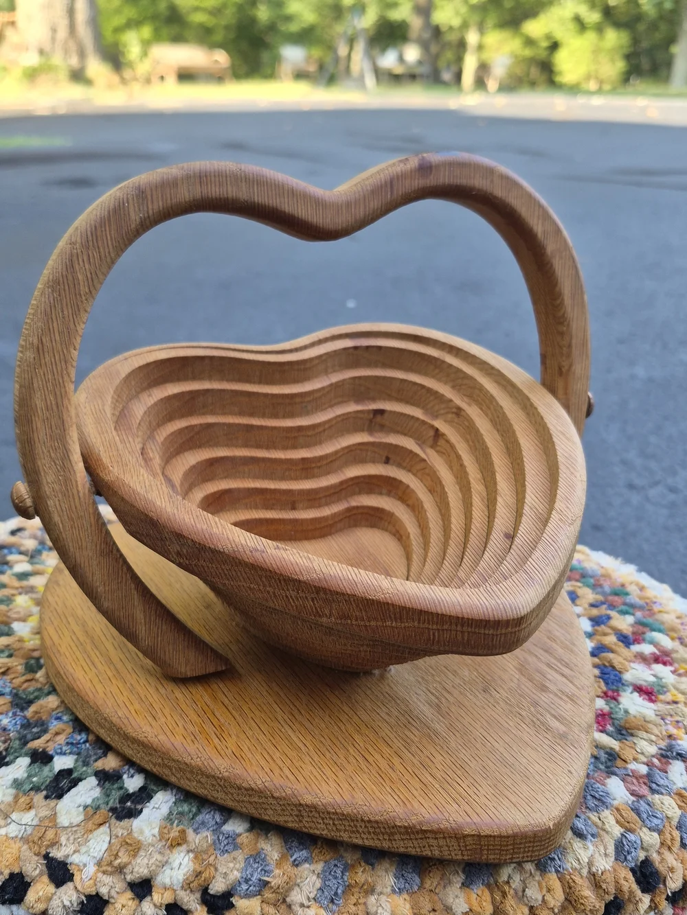 Handcrafted Heart-Shaped Wooden Nesting Trays - Natural Wood
